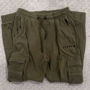 YoungLA Men's Cargo Pants in Olive Green